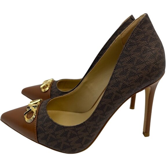 Michael Kors Parker Signature Brown Gold Pump Women's 7.5 M - Picture 3 of 9